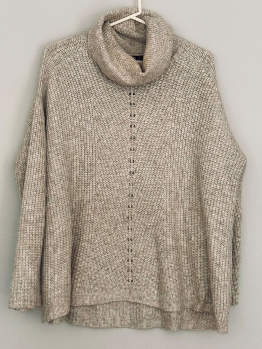 Mango Oatmeal Turtleneck Sweater Womens M Fisherman Capsule Minimal Old Money